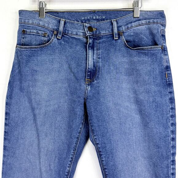 MOTT & BOW Benson Skinny Jeans Mens 33x32 Blue Stretch Denim Classic Mid Rise - Picture 3 of 11